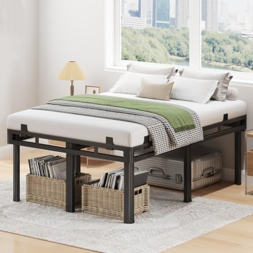 22 inch Cal King Bed Frame with Rounded Legs, Double Layer Design