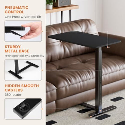 Sweetcrispy Overbed Table, Adjustable Rolling Desk, Mobile Standing Desk