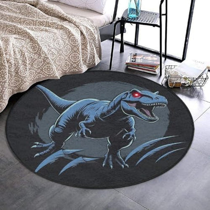 Soft Round Yoga Carpet, Office Chair Decor Round Mat for Carpet and Hardwood Floors Dino Dinosaur
