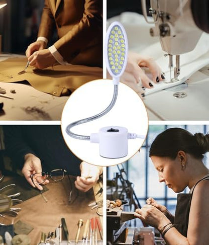 Dimmable Sewing Machine Light, 6.56ft Cord, Magnetic 30-LED Work Lamp, 2-Pk