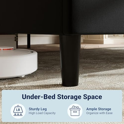 Queen Platform Bed Frame with Adjustable Headboard