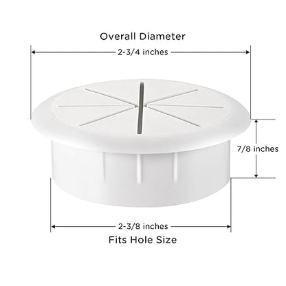 HYCC 10 Pack 2-3/8 Inch Flexible Desk Grommet,Organize Wires and Cables on Office Equipment, Computer Components, Entertainment Systems Effectively - Color: White