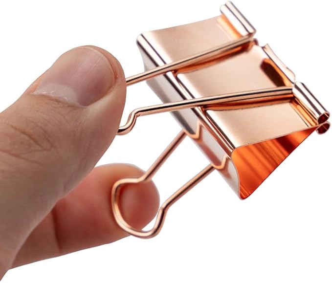JAM PAPER Colorful Binder Clips - Large - 1 1/2 Inch (41 mm) - Rose Gold Binderclips - 12/Pack