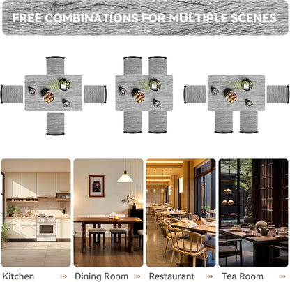 Rectangular Dining Room Table Set with 4 Chairs, Space-Saving Kitchen Table Set for Small Space, Retro Grey
