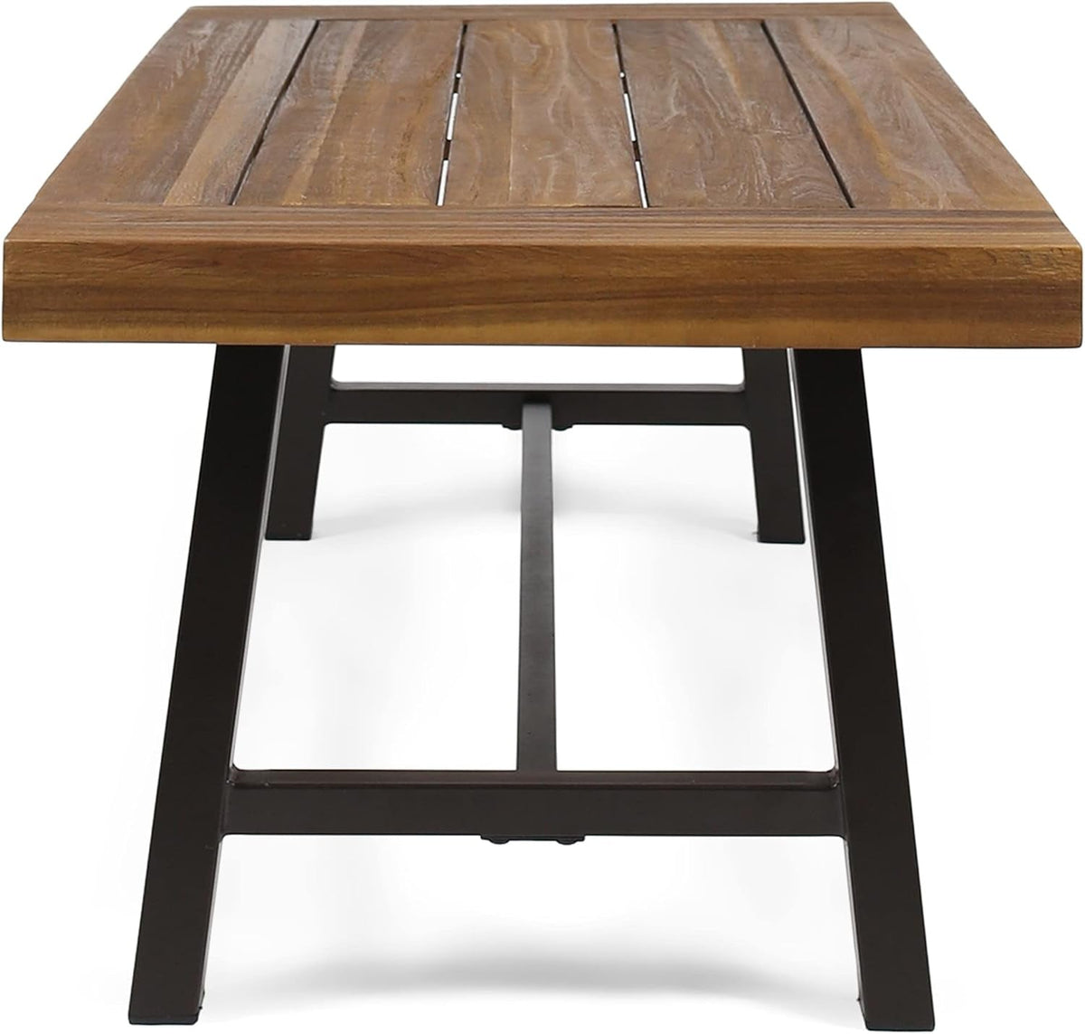 Carlisle Outdoor Acacia Wood Coffee Table, Sandblast/Rustic Metal