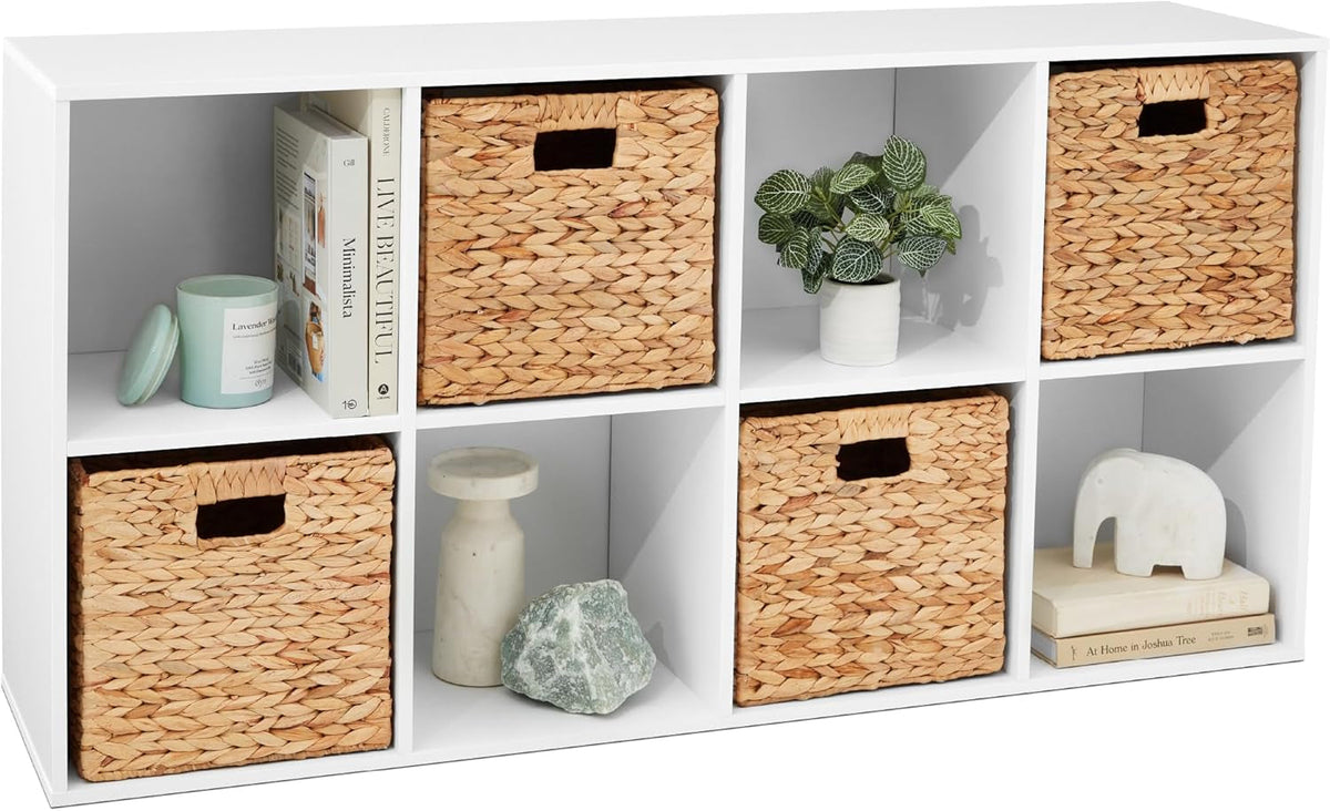 8-Cube Storage Organizer, 11In Shelf Opening, Bookcase, Display Shelf, Customizable W/ 3 Removable Back Panels – White