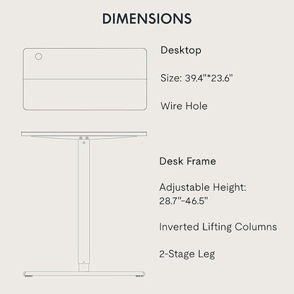 FitStand Adjustable Stand Up Desk Standing Desk, 40x24 Inches Home Office Desks with Memory Preset Computer Workstation, Splice Black Top + Black Frame