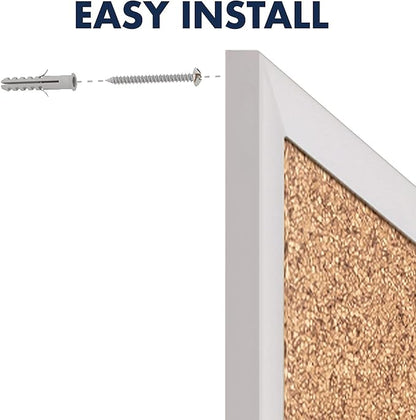 Quartet Cork Board, Bulletin Board, 3' x 2' Corkboard, Aluminum Frame (2303)