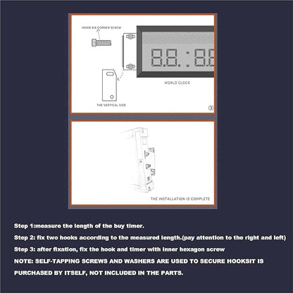 Digital World Time Zones Clock for 6 Cities, Adjustable Brightness LED Display, Aluminum Alloy, 1000CD Brightness for Office, Hotel, School - 15-20m Visibility