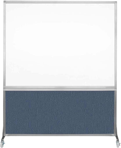DivideWrite Mobile Whiteboard | Double Sided Dry Erase Board | Portable Office Cubicle Partition | Display for Classrooms, Conference Rooms, Meeting Areas and More | Ocean Fabric 5' Wide X 6' Tall