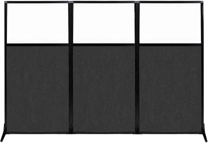 Versare Workstation Partition | Portable Wall Divider | Modern Office Cubicle | Free Standing Privacy Screen | Flexible Work Space | 99" x 70" W/Window, Black Fabric Panels