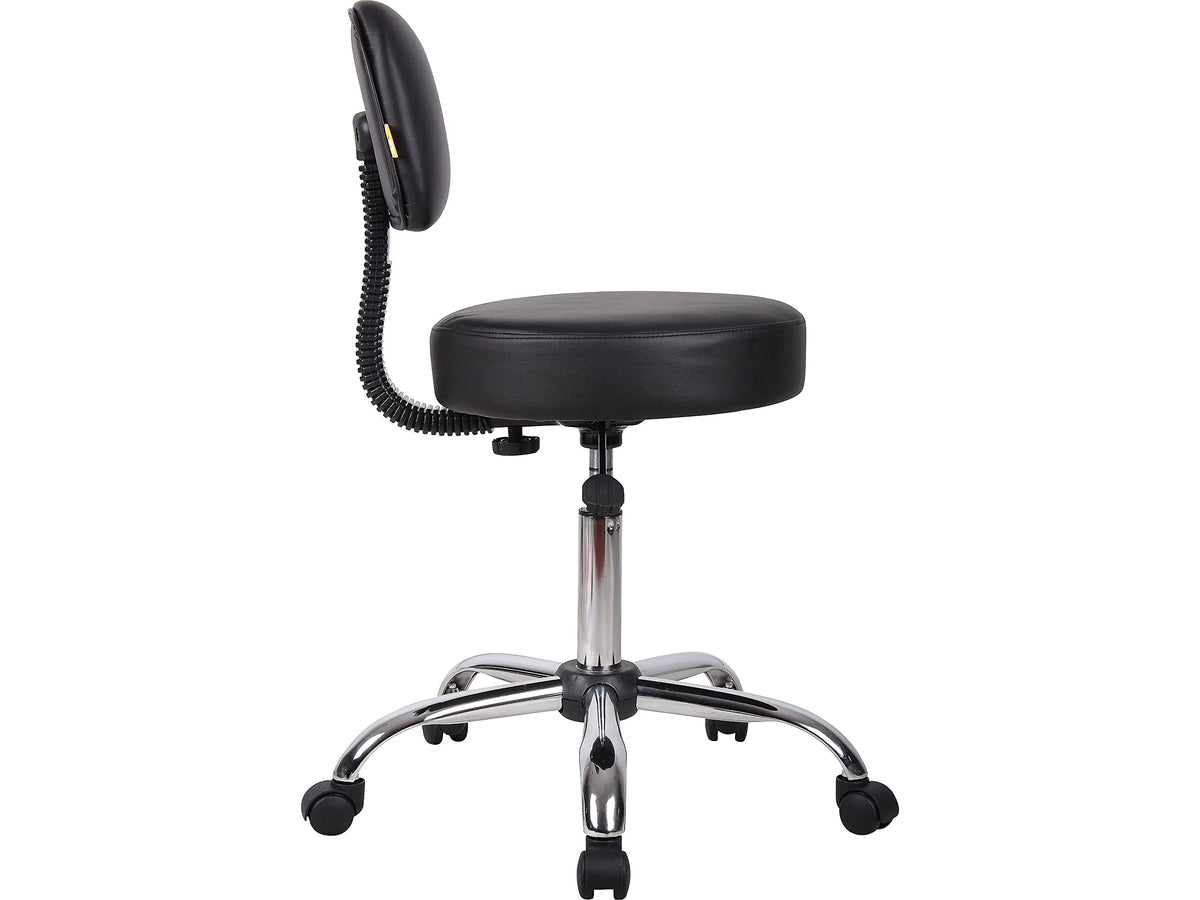 B245-BK Be Well Medical Spa Stool with Back, Black