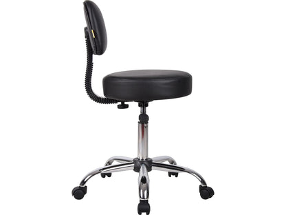 B245-BK Be Well Medical Spa Stool with Back, Black