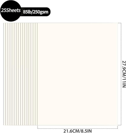 25 Sheets Creamy White Cardstock - 8.5'' x 11'' Double-sided Cover Card Stock 92lb/250gsm Heavyweight Paper for Art Crafts Scrapbooking Business Cards Party Décor UAP13PK