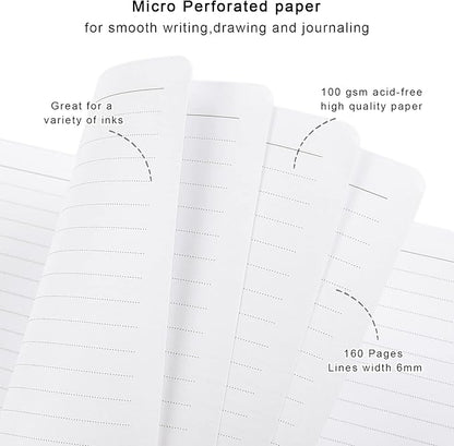 Lined Journal Notebook, Pink Marble Hardcover, Medium 5.7 x 8.4 in, 160 Pages Thick Paper, Cute Aesthetic A5 College Ruled Notebook for Journaling Writing Work Office School Women Girls