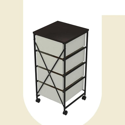 CASUNER Small Cabinet with Drawers Rolling 4 Drawer Mobile File Cabinet for Home Office Storage and Organization, Fabric Vertical Under Desk Storage for A4/Letter Files(
