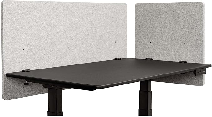 Stand Up Desk Store ReFocus Clamp-on Acoustic Desk Divider Privacy Panel That Reduces Noise and Visual Distractions (Cool Gray, 23.6" x 23.6")