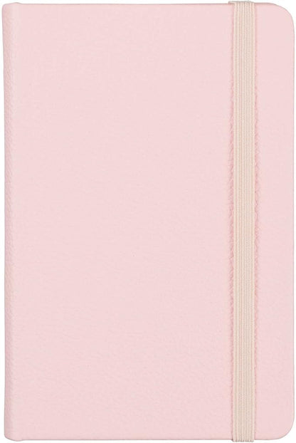 Leather Pocket Notebook, Writing Journal, Full-Grain Leather, Narrow Ruled Paper, Notebooks for Work & School, Quartz Pink (5.7" x 3.8”)