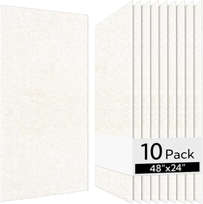 Olanglab Acoustic Wall Panels 10 Pack, 48 x 24 per Acoustic Panels Sound Absorbing, Sound Panels for Home Studio and Office, Plain Light Beige