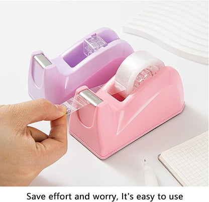 Basics Desktop Tape Dispenser, Office Desk Tape Dispenser, Heavy Duty Desk Accessories Office Tape Dispensers, Weighted Non-Skid Base,Ideal for Home, Office, School, or Business (Purple)