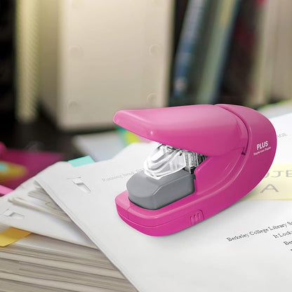 Plus Paper Clinch Staple-Free Stapler, Pink
