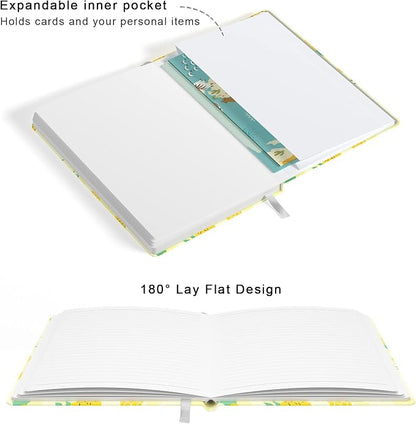 Lined Journal Notebook, Hardcover Journal for Women, Medium 5.7 x 8.4 in, 160 Pages Thick Paper, Cute Aesthetic Floral College Ruled Notebook for Writing Journaling Work School Office,Pineapple