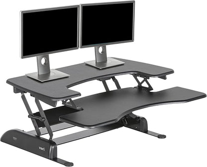 Vari VariDesk Pro Plus 36 - Adjustable Desk Converter with 11 Height Settings - Laptop Sit Stand Desk Riser for Home Office, Table Tops, Workspace - Fully Assembled with Spring Loaded Lift - Black
