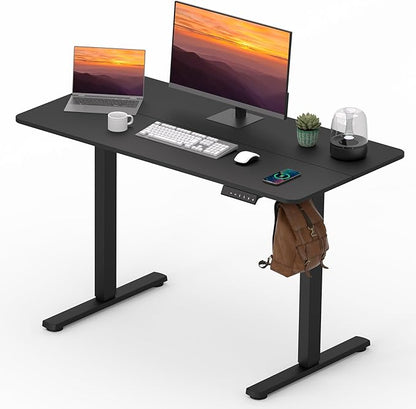 FitStand Adjustable Standing Desk, 47x24 Inches Home Office Desk with Memory Preset, Home Office Desk Computer Workstation Splice Black Top + Black Frame