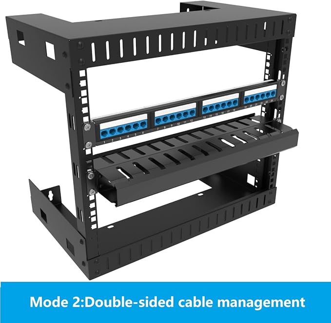 Jingchengmei 2 Pack of All Metal 1U Cable Management Horizontal Rack Mount Cable Manager with 12 Big Finger Slots for 19-inch Server Rack or Cabinet