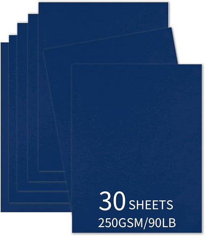 30 Sheets Navy Blue Cardstock 8.5'' x 11'', 250gsm/90lb Heavyweight Cover Cardstock Paper, Thick and Smooth Card Stock Perfect for Invitations, Menus, DIY Cards, Arts and Crafts