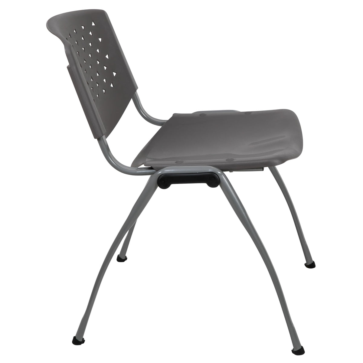 880 lb. Capacity Gray Plastic Stack Chair with Titanium Gray Powder Coated Frame