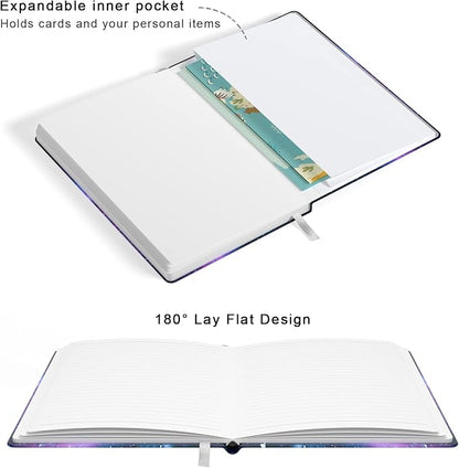 Lined Journal Notebook, Hardcover Journal for Women, Medium 5.7 x 8.4 in, 160 Pages Thick Paper, Cute Aesthetic Floral College Ruled Notebook for Writing Journaling Work School Office, Universe