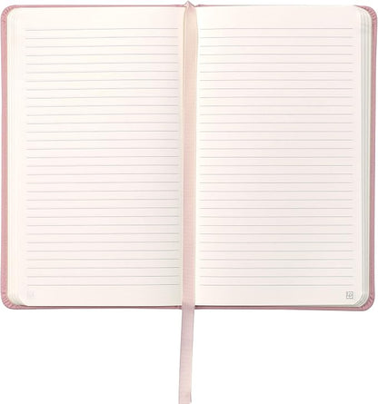 Leather Notebook, Writing Journal, Full-Grain Leather, Narrow Ruled Paper, Notebooks for Work & School, Quartz Pink (8.4" x 5.4”)