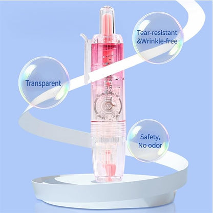 Refillable Correction Tape, 157 ft Total – 2 Pre-Filled Dispensers + 6 Snap-In Refills, School & Office Supplies, Pink & Blue