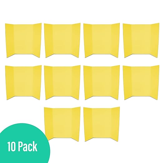 Flipside Products 36” x 48” Foam Project Boards for Presentations, Science Fair, School Projects, Event Displays and Trifold Picture Board - Yellow - 10 Pack