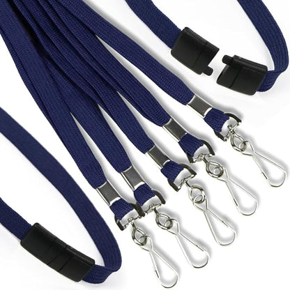 Ollain 25 Pack Breakaway Lanyard with J-Hook Bulk Flat Lanyards for Name tag ID Badges (Midnight Blue, Breakaway 25 Pack)