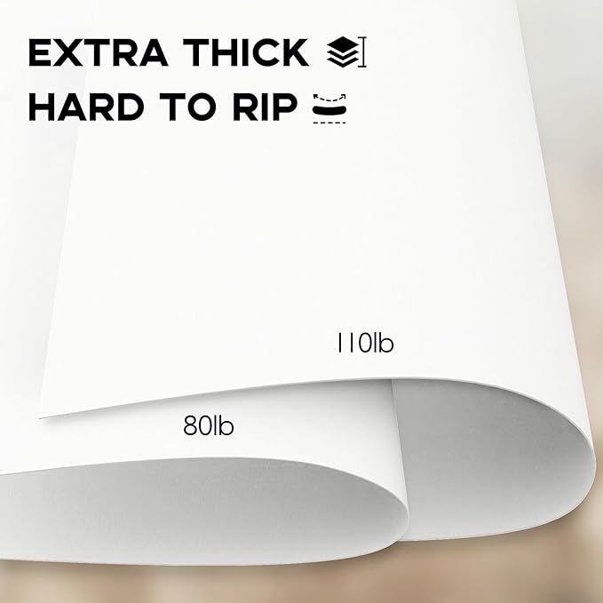 110lb White Cardstock 8.5x11, Goefun 100 Sheets Heavyweight White Card Stock 300 GSM for Invitations, Menus, Poster, DIY Card