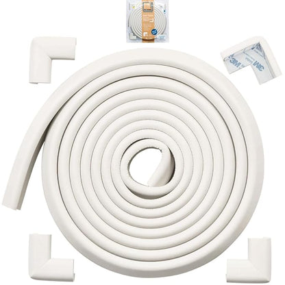 Roving Cove HeftyFit Edge Corner Protector Baby Proofing (Large 15ft Edge 4 Corners), Heavy-Duty, Soft NBR Rubber Foam, Furniture Fireplace Safety Bumper Guard, 3M Adhesive, Oyster White (Off White)