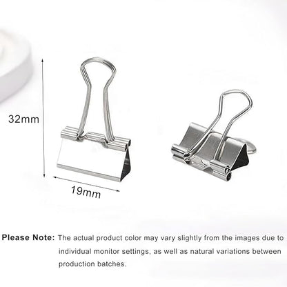50 Pack Small Silver Binder Clips 3/4 Inch (19 mm), Colored Little Paper Clamps, Tiny Mini Paper Clips for Office Home School Business 0.75"