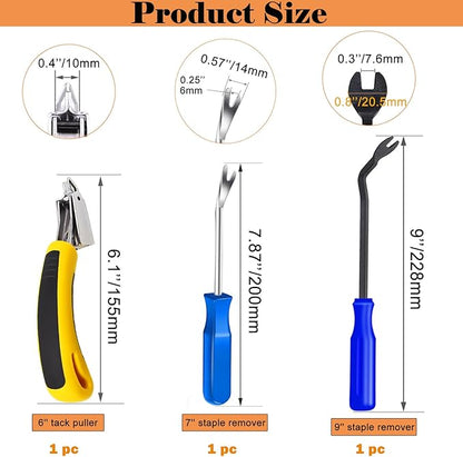 Sunxeke 3Pcs Heavy Duty Upholstery and Construction Staple Remover with Tack Puller Tool, Nail Puller, Carpet Remover, for Removing All Kinds of Staples