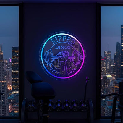 Personalized Gym Neon Sign, Large Custom Dumbbell Barbell Name LED RGB Multiple Colors Neon Light for Home Gym Workout Room, Fitness Studio, Sport Club, Man Cave Sports Equipment Stores Decoration Fitness Lover Dad Friends Gift