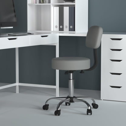Be Well Medical Spa Professional Adjustable Drafting Stool with Back, Grey (B245-GY)