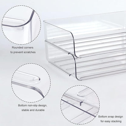 Zyners 2 Pack Stackable Desk Letter Paper Tray, A4 Clear Plastic Desk File Organizer Letter Tray, Desktop File Paper Organizer with Anti-Skid Design for Office Desktop