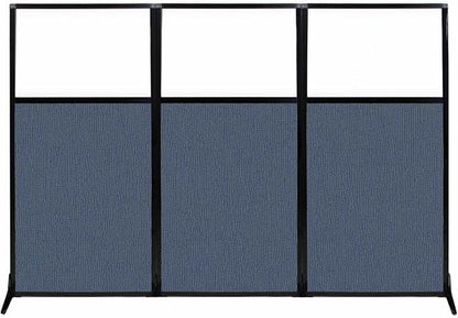 Versare Workstation Partition | Portable Wall Divider | Modern Office Cubicle | Free Standing Privacy Screen | Flexible Work Space | 99" x 70" W/Window, Ocean Fabric Panels
