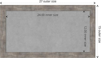Amanti Art Silver Framed Magnetic Board 15x27 Small Vision Board for use with Magnets, 100% Metal Sheet to Display Items as Office Decor or for Home Organization in mudroom, Kitchen or Kids Room