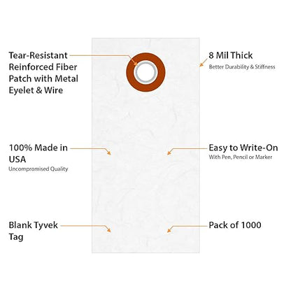 SmartSign White Shipping Tags, Size #1, Pack of 1000 | 2 3/4" x 1 3/8"