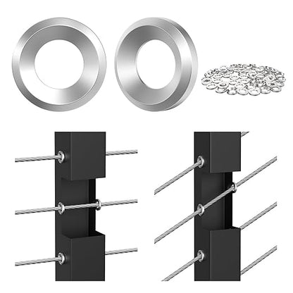 BLIKA 60Pack Cable Railing Adhesive Sleeves for 1/8" 5/32" 3/16" Wire Rope Cable, T316 Stainless Steel, 2.8mm Thickness Cable Railing Protector Adhesive Sleeves for Deck Stair Cable Railing Post Kits