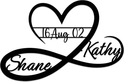 Personalized Valentines Metal Wall Sign, Custom Infinity Heart Love Couple Name Sign, Valentine's Wedding Gifts for Couples, Metal Engagement Sign, Home Decoration, Gift for Anniversary