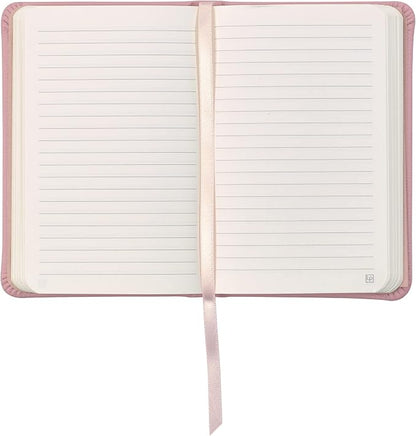 Leather Pocket Notebook, Writing Journal, Full-Grain Leather, Narrow Ruled Paper, Notebooks for Work & School, Quartz Pink (5.7" x 3.8”)
