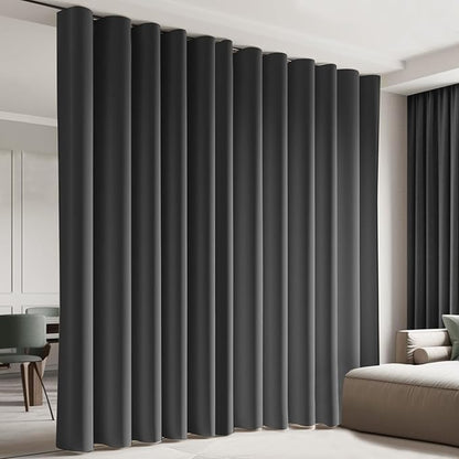 Cbsroro Room Divider Blackout Curtain Track Curtains Wall Dividers Panels Screen for Living Rooms Bedroom Office Privacy Partition Separation, W150 × L96 Inch,1 Panel, Black